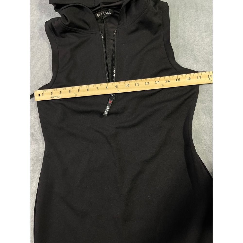 Guess Los Angeles Womens Black Sleeveless Hooded Quarter Zip Bodycon Dress L - Picture 6 of 10